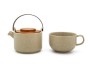 Tea for One "Umea" mit Bambusdeckel, grau - Porzellan Tea for One "Umea" mit Bambusdeckel, grau - Porzellan